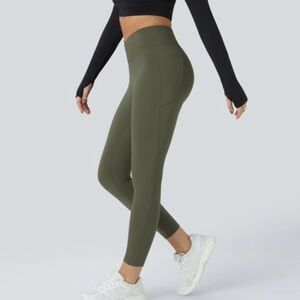 HALARA Green SoftlyZero Crossover Pocket High Waisted Active Leggings Size Large